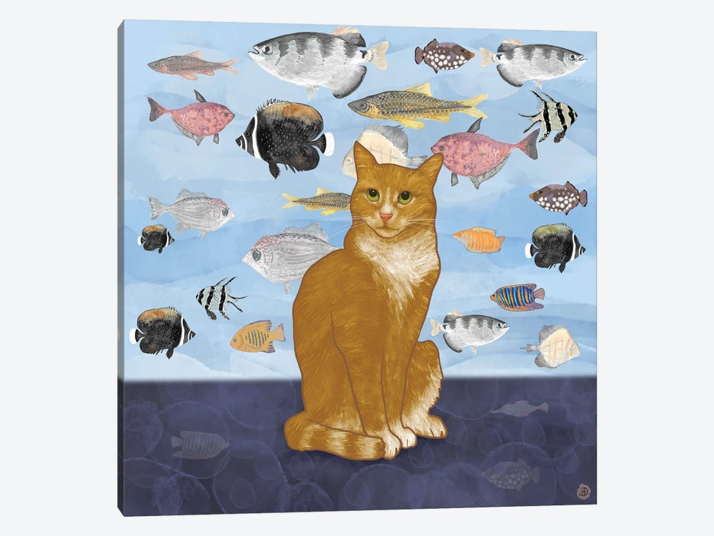 Kitty Dreams - Watching The Fish Tank by Andreea Dumez 1-piece Canvas Wall Art