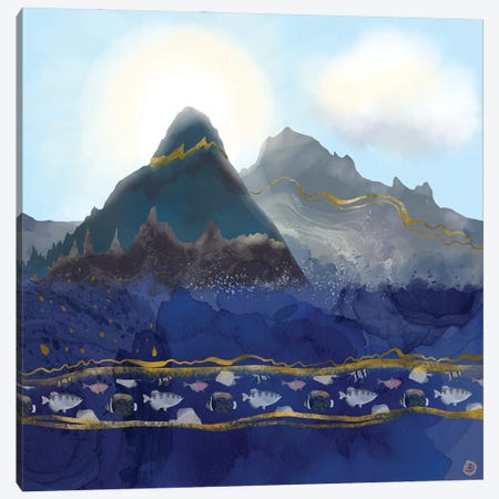 Mountains Meet The Ocean Canvas Print #AEE28} by Andreea Dumez Canvas Art