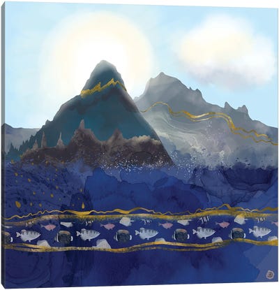 Mountains Meet The Ocean Canvas Art Print - Andreea Dumez