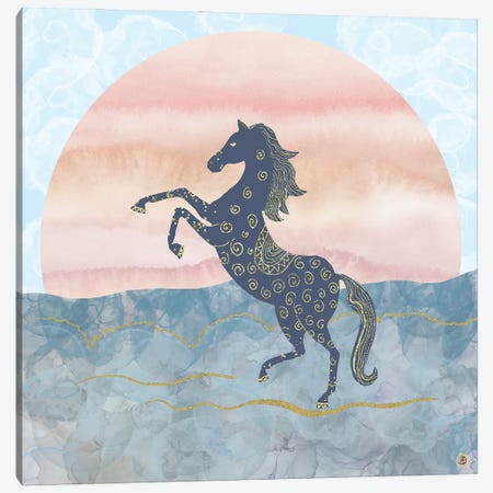 Rearing Horse In The Morning Sunrise Canvas Print #AEE37} by Andreea Dumez Canvas Artwork