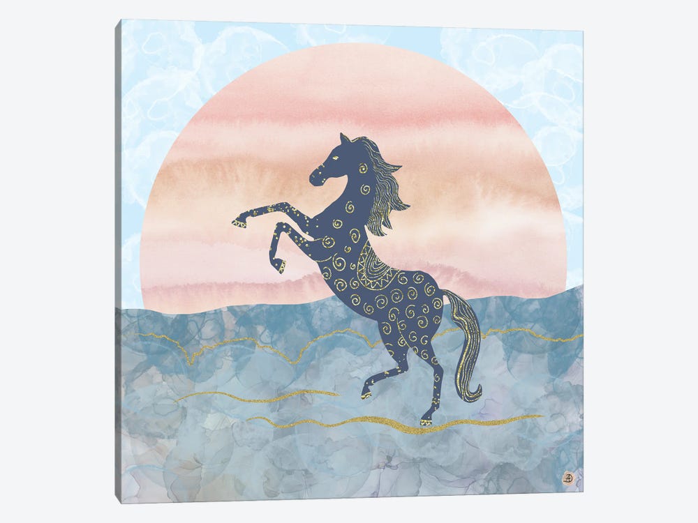 Rearing Horse In The Morning Sunrise by Andreea Dumez 1-piece Canvas Wall Art