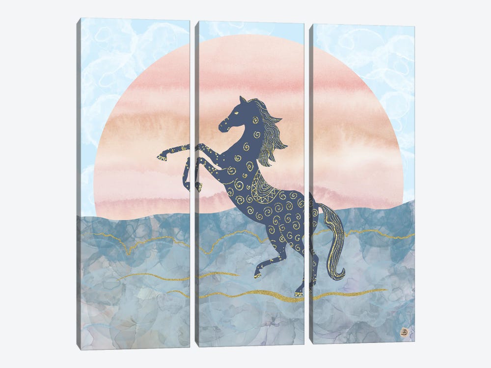 Rearing Horse In The Morning Sunrise by Andreea Dumez 3-piece Canvas Wall Art