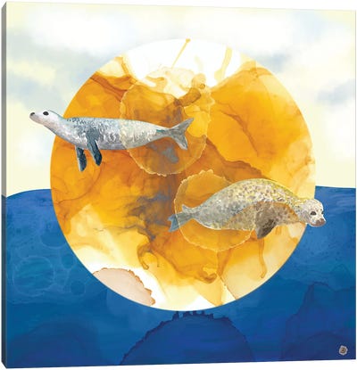 Solar Seals - A Midsummer Night's Surreal Dream Canvas Art Print - Alcohol Ink Art