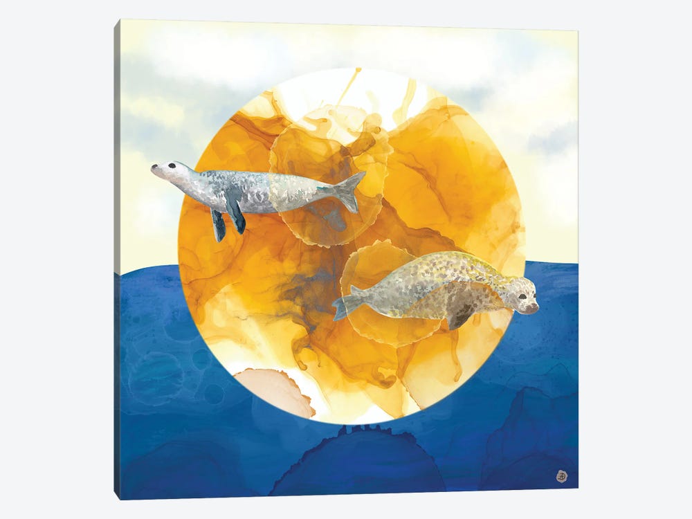 Solar Seals - A Midsummer Night's Surreal Dream by Andreea Dumez 1-piece Canvas Print