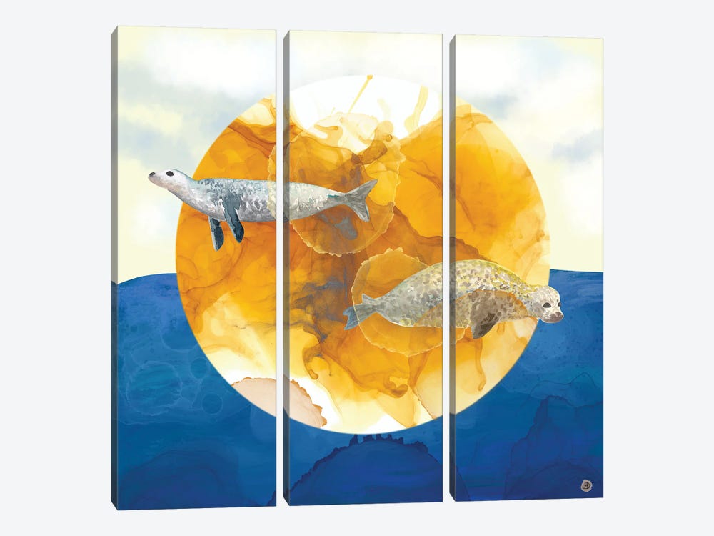Solar Seals - A Midsummer Night's Surreal Dream by Andreea Dumez 3-piece Canvas Print