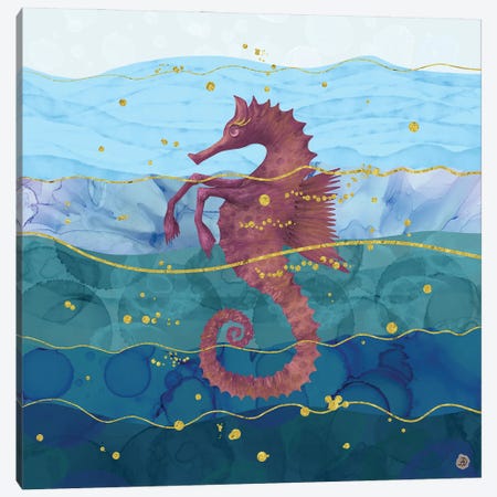 The Fantastic Seahorse In The Ocean Canvas Print #AEE48} by Andreea Dumez Canvas Wall Art