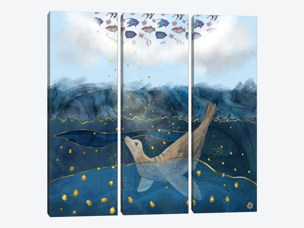 The Sea Lion's Dream - The Race For Food In Warming Oceans by Andreea Dumez 3-piece Art Print