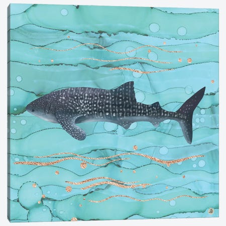 Whale Shark Swimming In The Emerald Ocean Canvas Print #AEE57} by Andreea Dumez Canvas Art