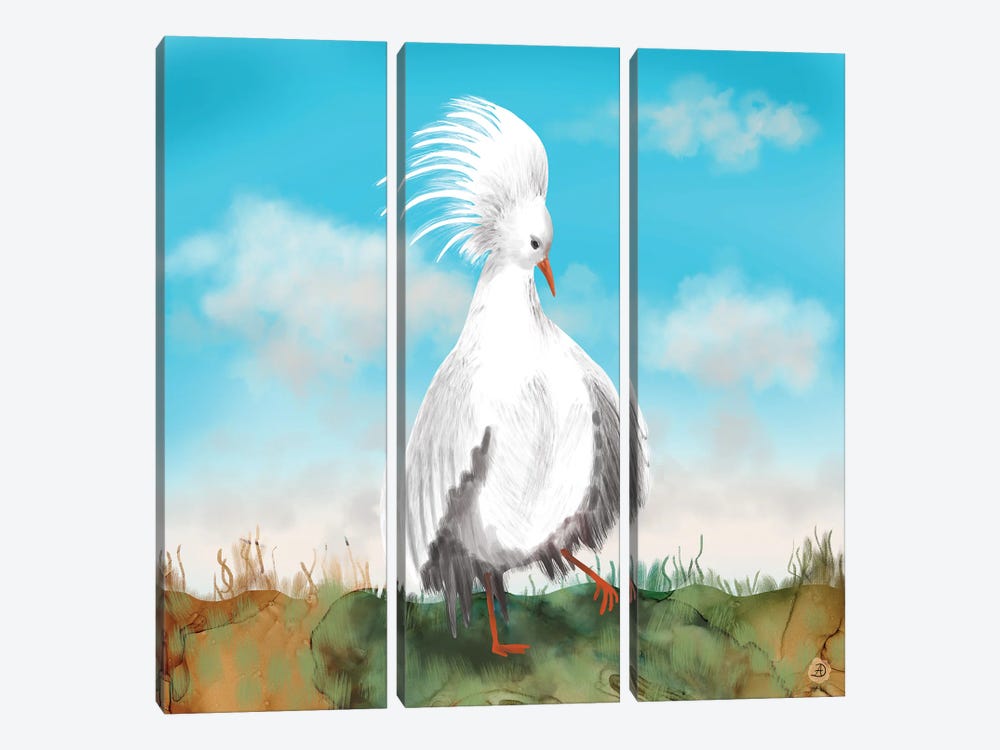 Kagu Bird Of New Caledonia by Andreea Dumez 3-piece Canvas Artwork