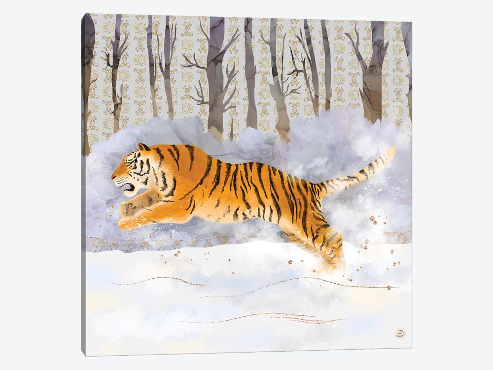 Siberian Tiger Running In The Snow by Andreea Dumez 1-piece Art Print