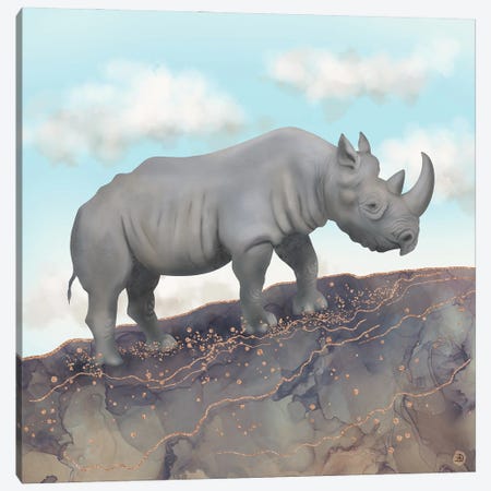 African Black Rhino Canvas Print #AEE71} by Andreea Dumez Art Print