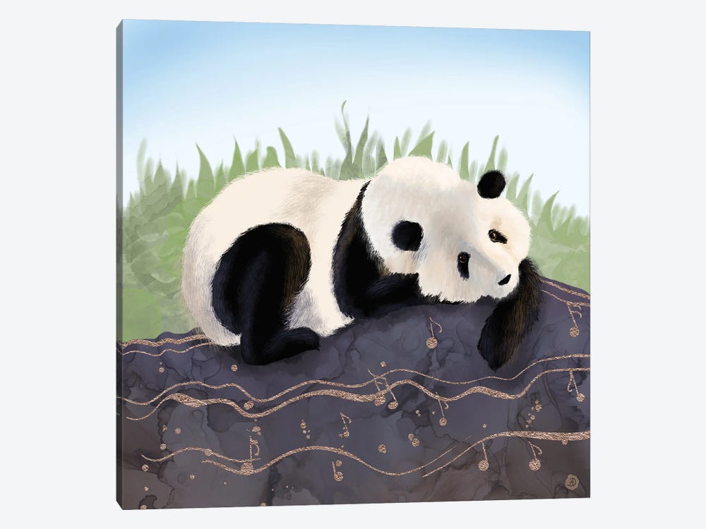 The Giant Panda Humming A Happy Song (The Musical Panda) by Andreea Dumez 1-piece Art Print