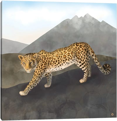 Amur Leopard In The Mountains Canvas Art Print - Animal Rights Art