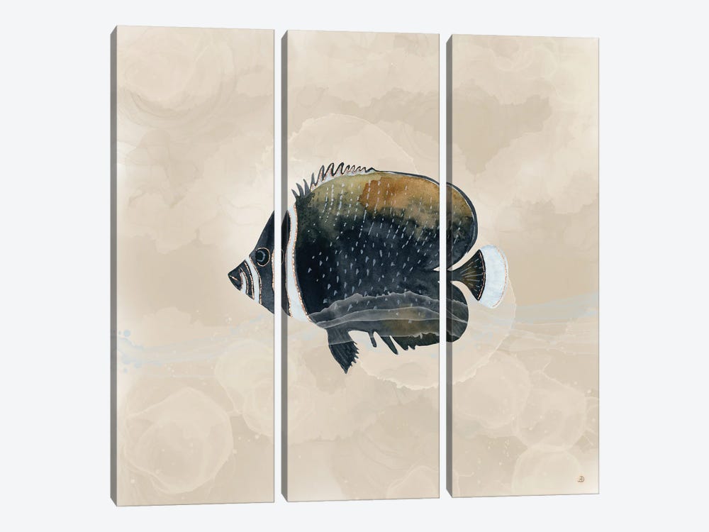 Exotic Butterflyfish In Earth Tones by Andreea Dumez 3-piece Canvas Print