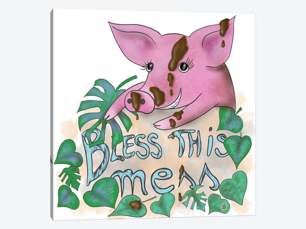 Bless This Mess - Muddy Pig by Andreea Dumez 1-piece Art Print