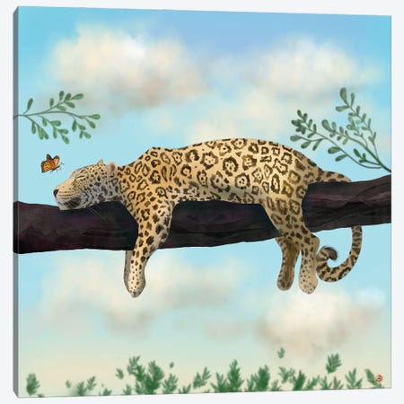 Lazy Jaguar On A Branch Canvas Print #AEE81} by Andreea Dumez Canvas Art