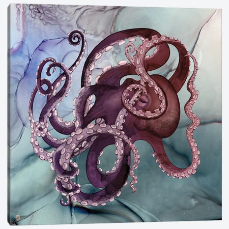 Octopus In A River Of Ink Canvas Print #AEE84} by Andreea Dumez Canvas Art Print