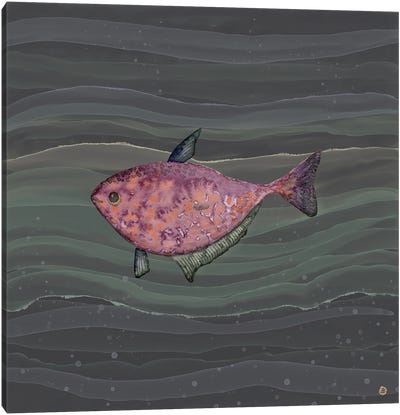 Mysterious Red Fish In Deep Sea Waters Canvas Art Print - Andreea Dumez