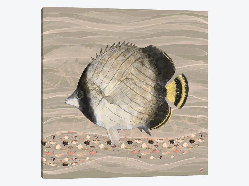 Butterfly Fish In Neutral Earth Tones by Andreea Dumez 1-piece Art Print