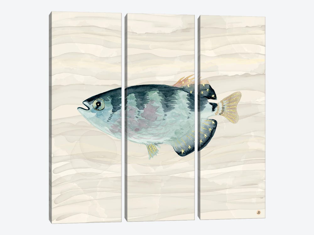 Patriot Fish Swimming by Andreea Dumez 3-piece Canvas Art