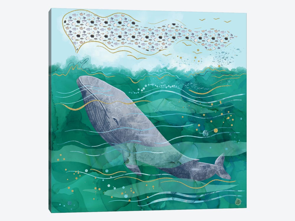 Blue Whale Song In The Emerald Ocean by Andreea Dumez 1-piece Canvas Art