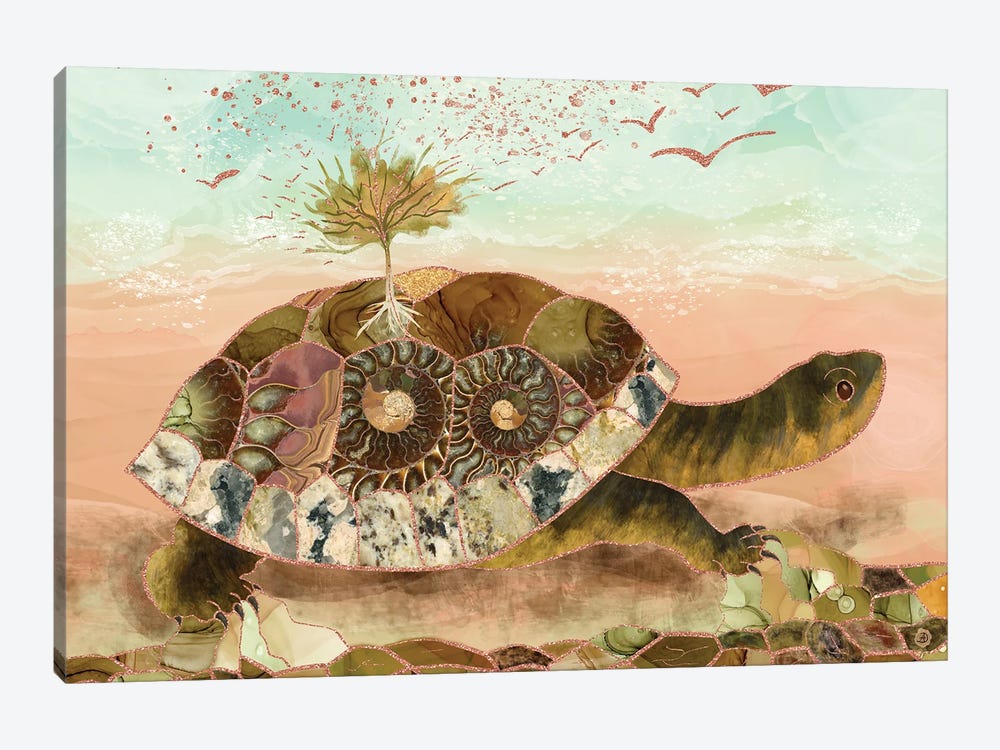 Magical Turtle Saving The Planet by Andreea Dumez 1-piece Canvas Wall Art