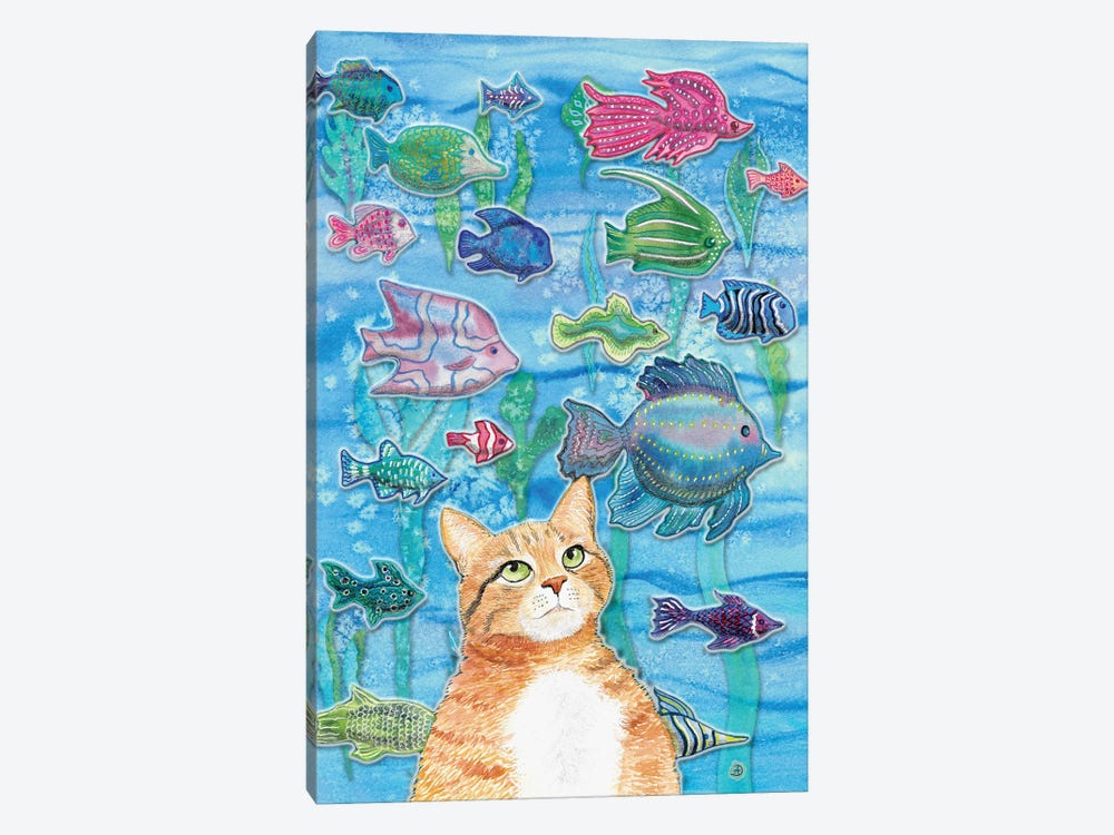 Cat Watching The Fish Tank I by Andreea Dumez 1-piece Canvas Print