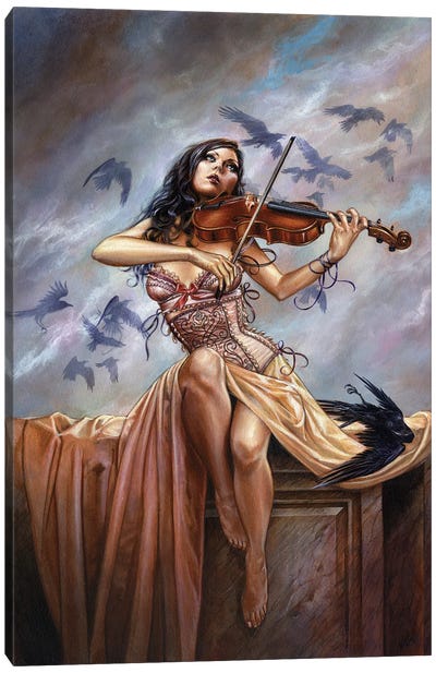 Dark Adagio Canvas Art Print - Violin Art