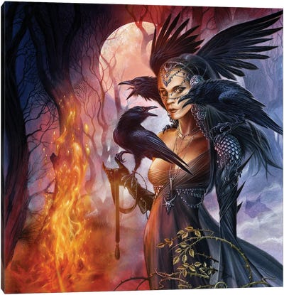 Summoned From Shadow Canvas Art Print - Raven Art