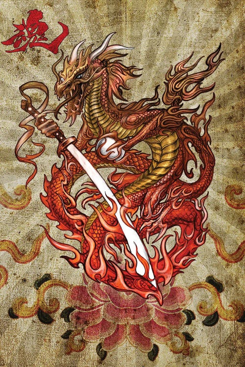 japanese samurai dragon art