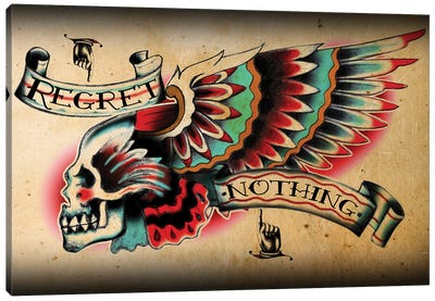 Regret Nothing Canvas Art Print - Tattoo Parlor
