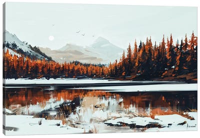Serenity Canvas Art Print - Snowy Mountain Art