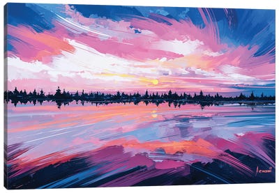 Sky Mirror Canvas Art Print - Pops of Pink