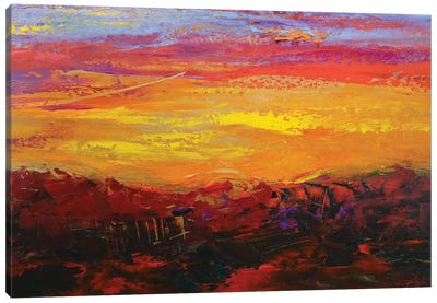 Painted Sunset Canvas Art Print - Hill & Hillside Art
