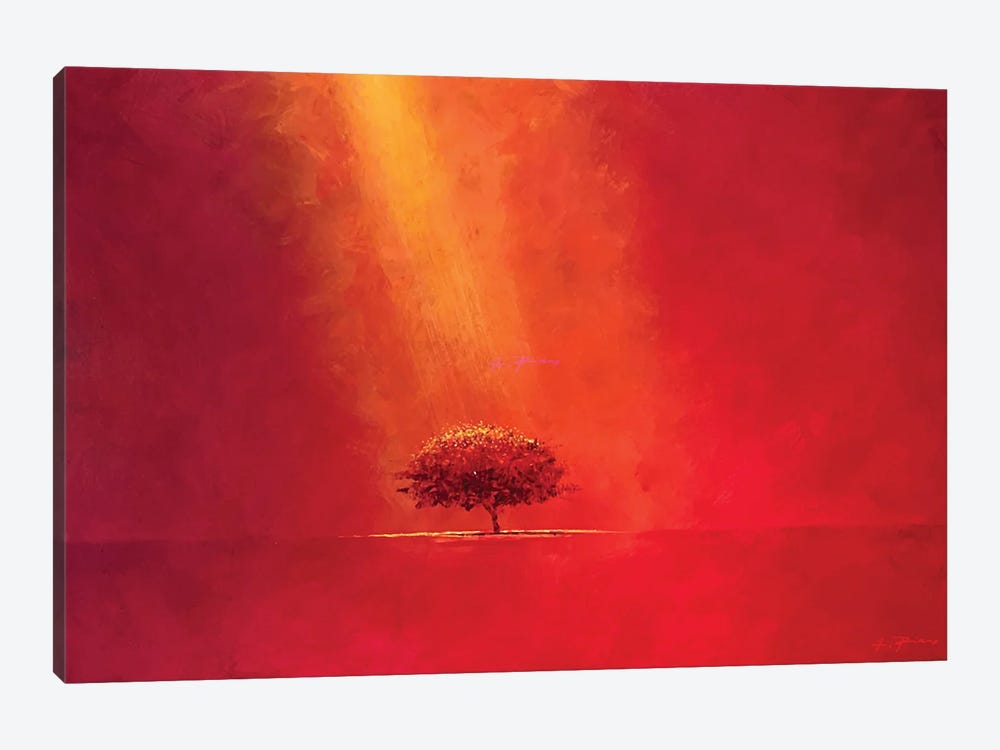 Tree On Red by Alessandro Piras 1-piece Canvas Wall Art