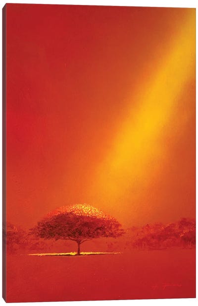Yellow Ray Of Light Canvas Art Print - Red Art