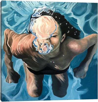 Breaking The Surface Canvas Art Print - Swimming Art
