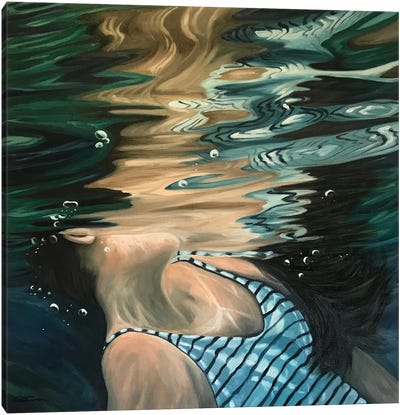 Striped Reflection Canvas Art Print - Calm Beneath the Surface