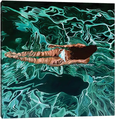 Emerald Liquid Canvas Art Print - Swimming Art