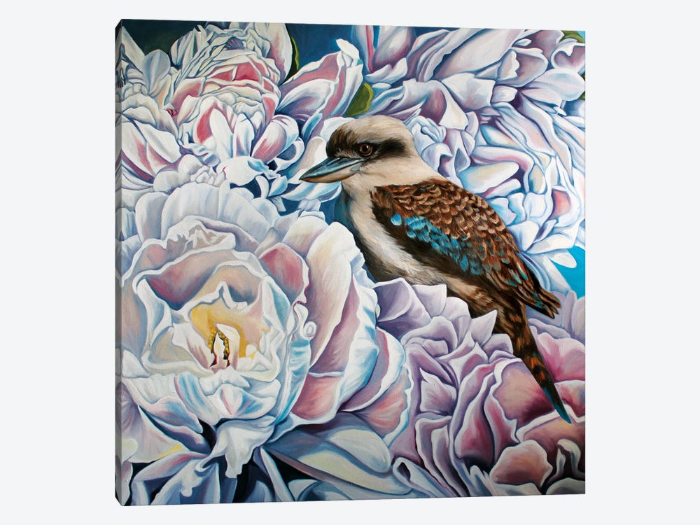 Peonies And The Kookaburra by Amanda Cameron 1-piece Canvas Artwork