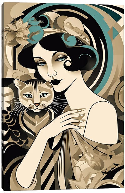 Cat Beige Canvas Art Print - Abdullah Evindar