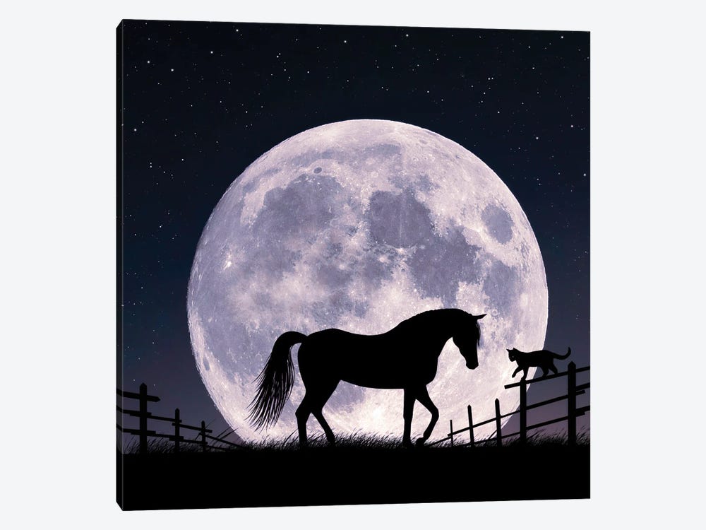 Horse And Moon by Abdullah Evindar 1-piece Canvas Wall Art