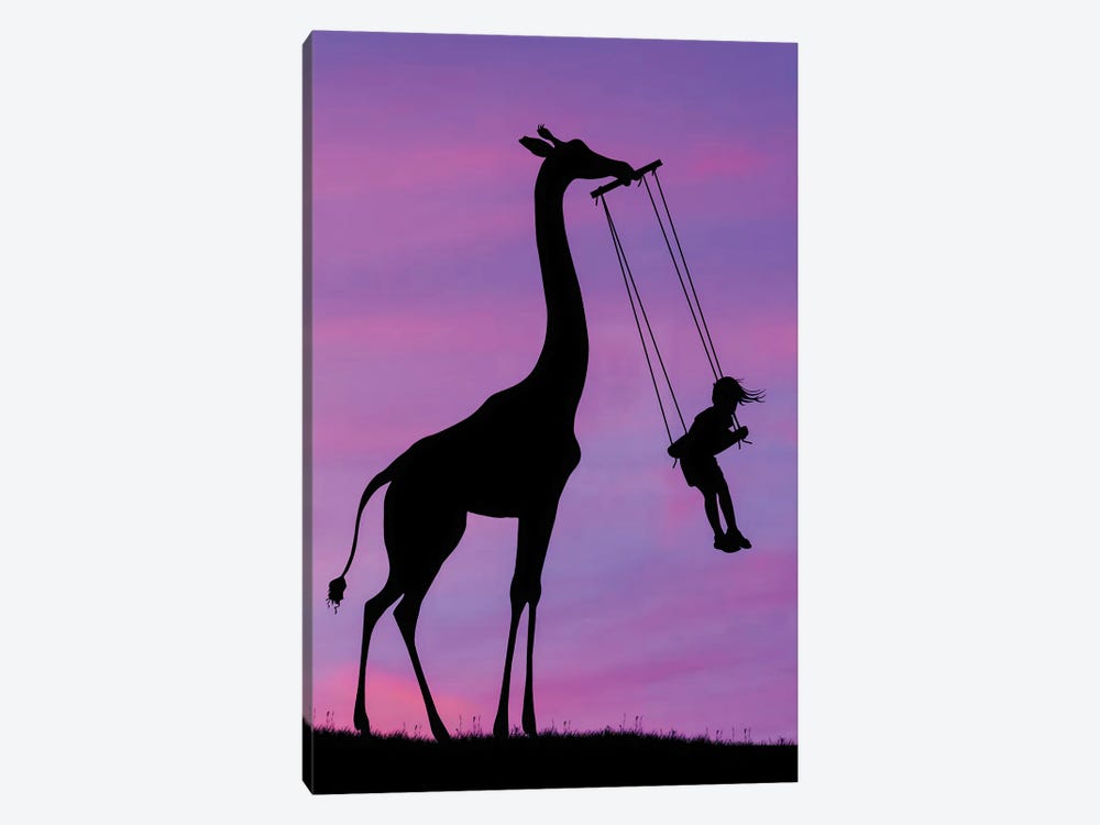 Giraffe And Swing by Abdullah Evindar 1-piece Canvas Artwork