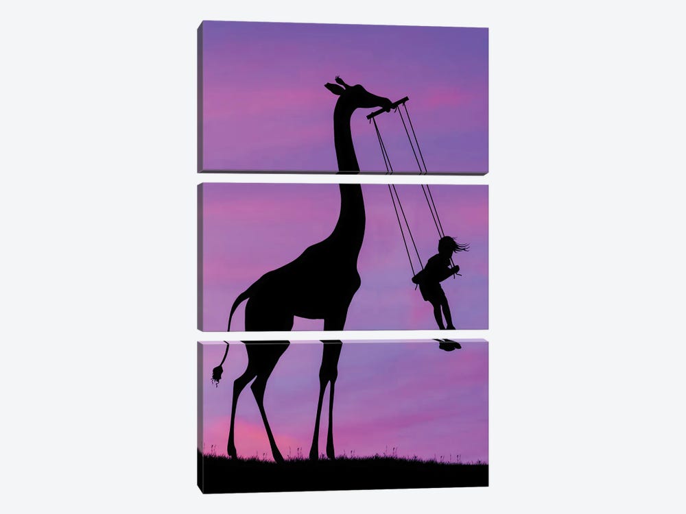 Giraffe And Swing by Abdullah Evindar 3-piece Canvas Artwork