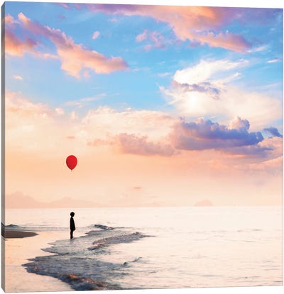 Red Balloon Canvas Art Print - Going Solo