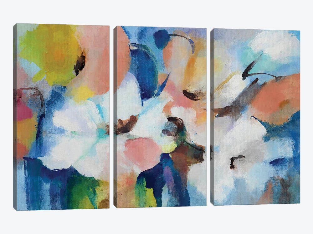 Colored Flowers by Angel Estevez 3-piece Canvas Print