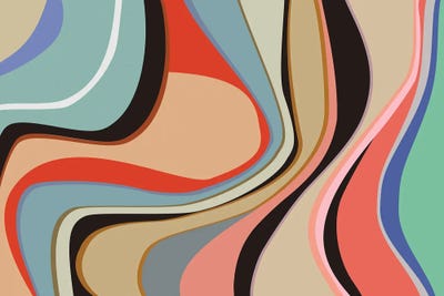 Colorful Abstract Waves by Angel Estevez metal wall art