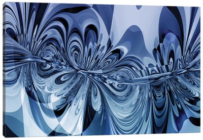 3D Sinuous Shapes Canvas Art Print - Blue Abstract Art