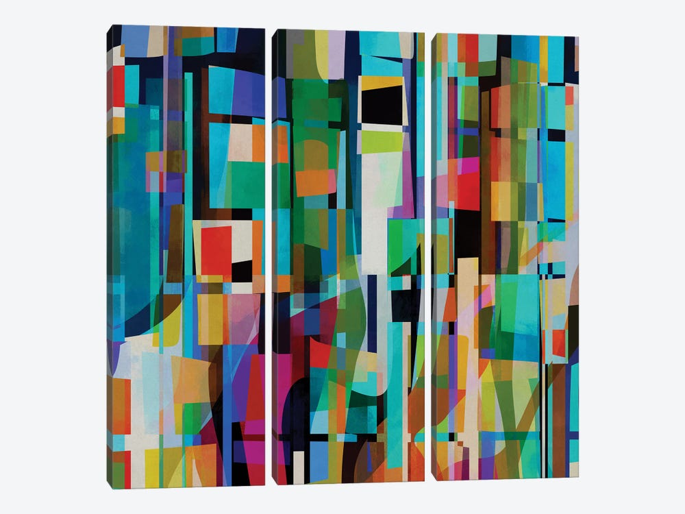 Colored Pieces XV by Angel Estevez 3-piece Canvas Art