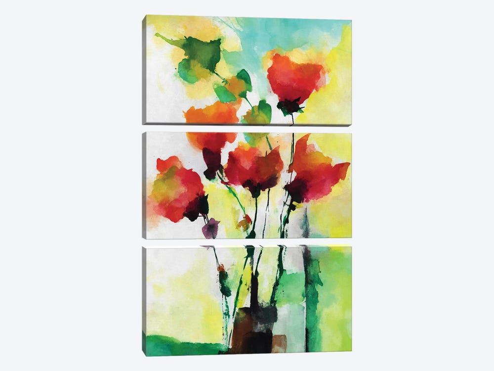 Red Flowers VI by Angel Estevez 3-piece Canvas Print